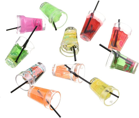 30Pcs Small Resin Fruit Drink Cup Bottle Charms Mini Bottle Charm Pendants for Necklace Earring DIY Crafts Hanging Keychain Bag Decoration (A399)