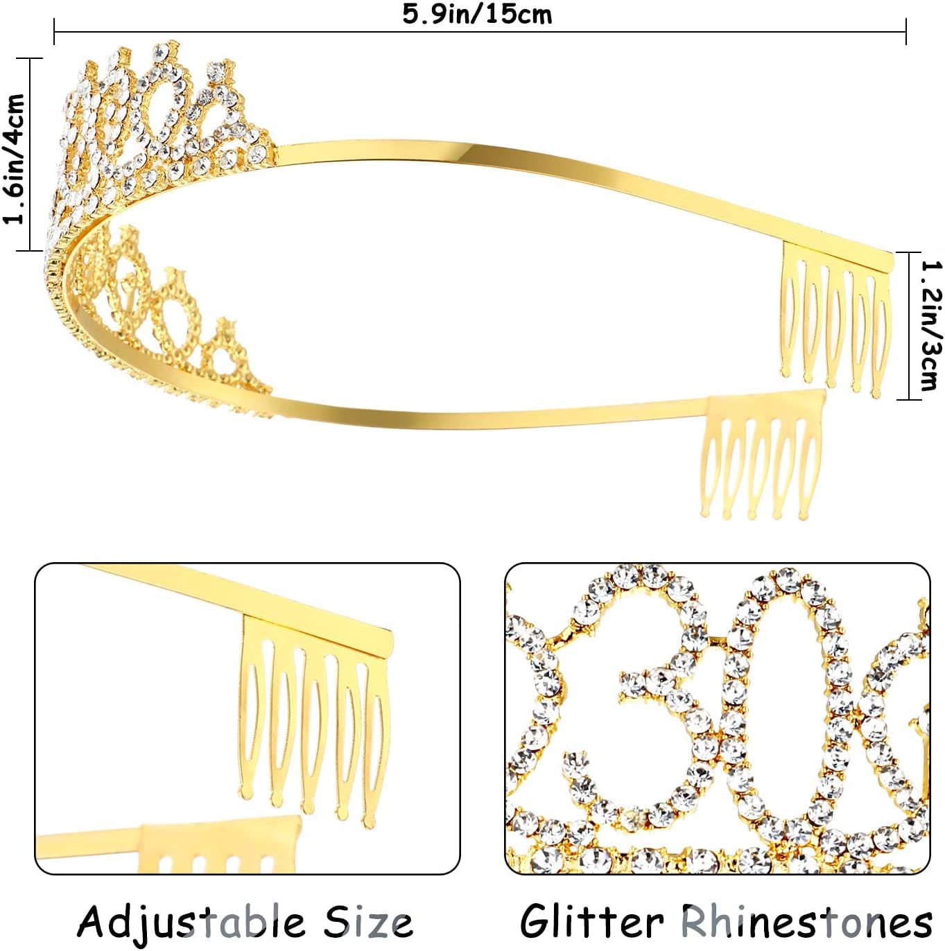 30Th Birthday Sash and Tiara Set 30 and Fabulous Satin Sash Gold Glitter Birthday Rhinestone Tiara Crown for 30Th Party Supplies Favors Decorations Apparel & Accessories > Clothing Accessories > Sashes WILLBOND