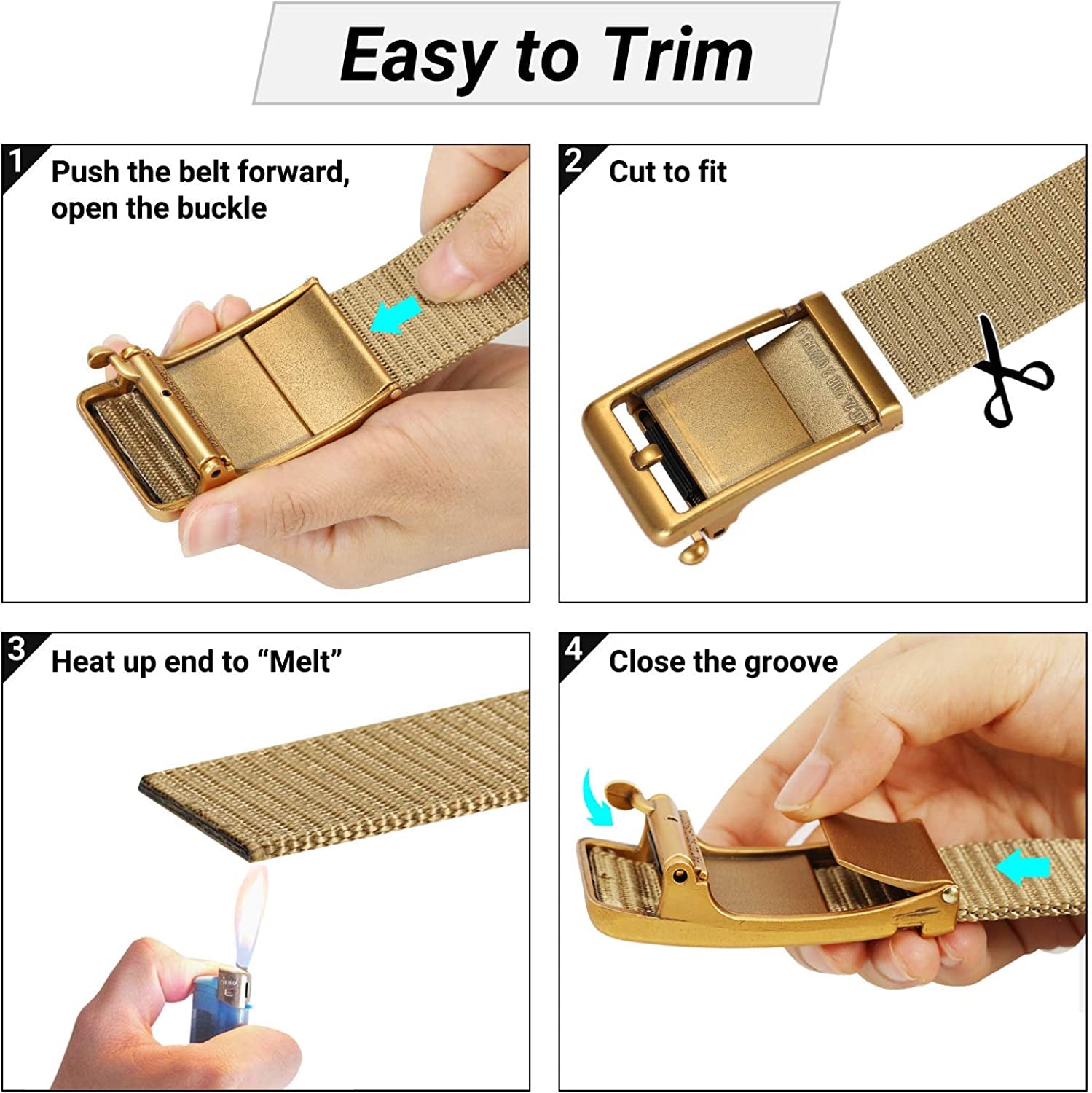 ITIEZY Men'S Nylon Ratchet Belt 2Pack, Adjustable Web Military Tactical Belt with Automatic Slide Buckle, Trim to Fit Apparel & Accessories > Clothing Accessories > Belts ITIEZY