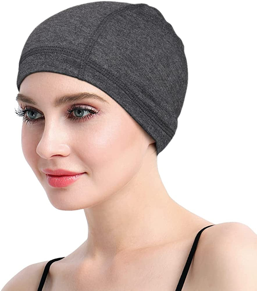 Wig Cap-100% Mulberry Silk Breathable Soft for Bald Head Available All the Year Apparel & Accessories > Clothing Accessories > Headwear FocusCare Dark Grey-bamboo Rayon