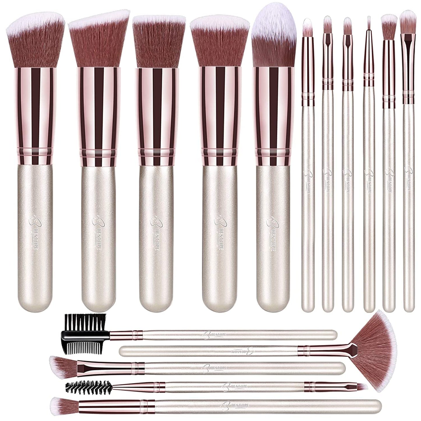 Makeup Brushes Makeup Brush Set - 16 Pcs BESTOPE PRO Premium Synthetic Foundation Concealers Eye Shadows Make up Brushes Set,Eyeliner Brushes(Rosegold) Health & Beauty > Personal Care > Cosmetics > Cosmetic Tools > Makeup Tools Shenzhen Jimei Lang Technology Co., Ltd. Champagne Gold