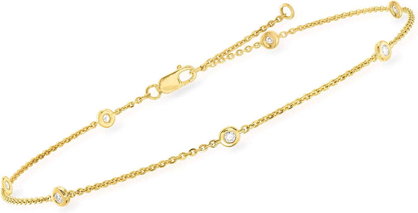 RS Pure by Ross-Simons Diamond Bezel-Set Diamond Station Anklet .20 Ct. T.W. Apparel & Accessories > Jewelry > Anklets Ross-Simons