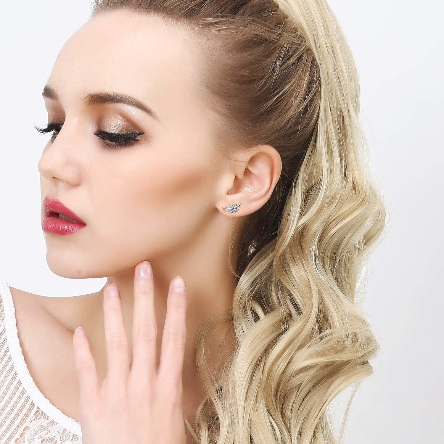 32 Pairs Assorted Stainless Steel Stud Earrings for Teens Girls Women-Cute Animal Faux Pearl Cat Elephant Sun Moon Star CZ Twise Heart Geometric Pattern Small Statement Bar Stud Earring Set