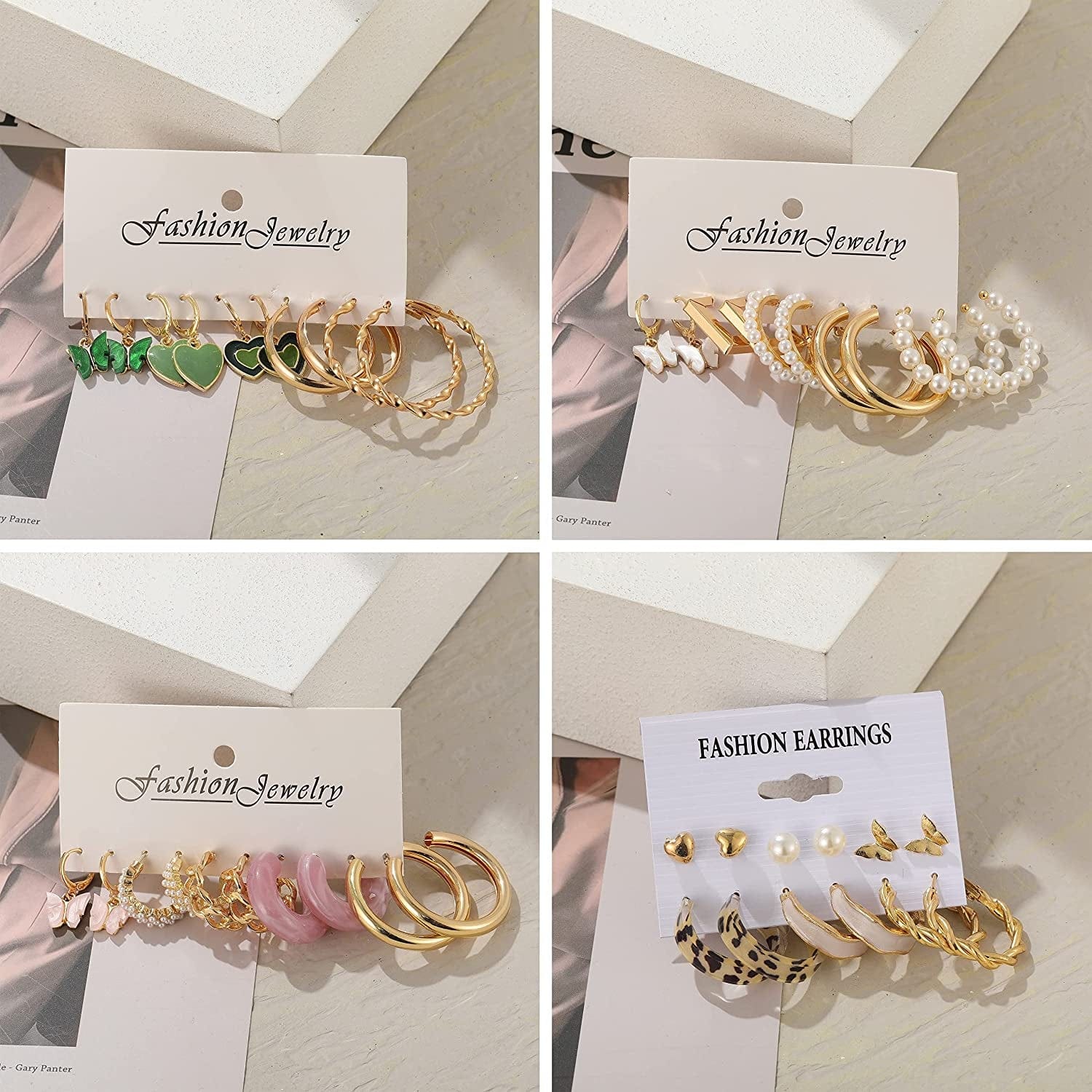 32 Pairs Gold Hoop Earrings Set for Women Girls, Fashion Chain Link Hoop Stud Drop Dangle Earrings Boho Statement Hypoallergenic Earrings for Christmas Jewelry Gift Apparel & Accessories > Jewelry > Earrings ShowAgain