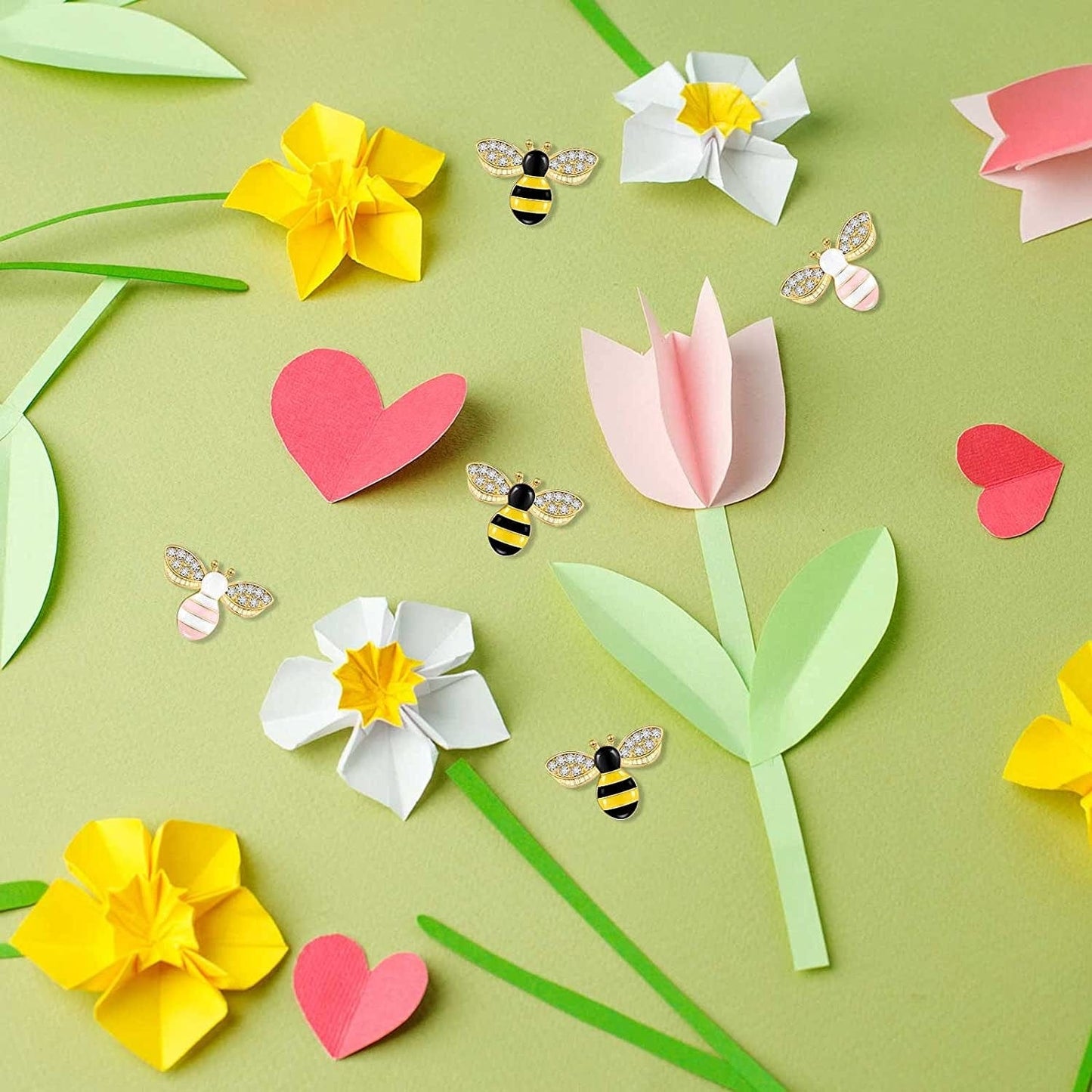 32 Pieces Bee Charm Pendants with Rhinestone Enamel Bee Pendant Crafts Honeybee Pendant Charms Honeybee Pendants Embellishments with Rhinestone Bee Pendant Bulk for Jewelry Making