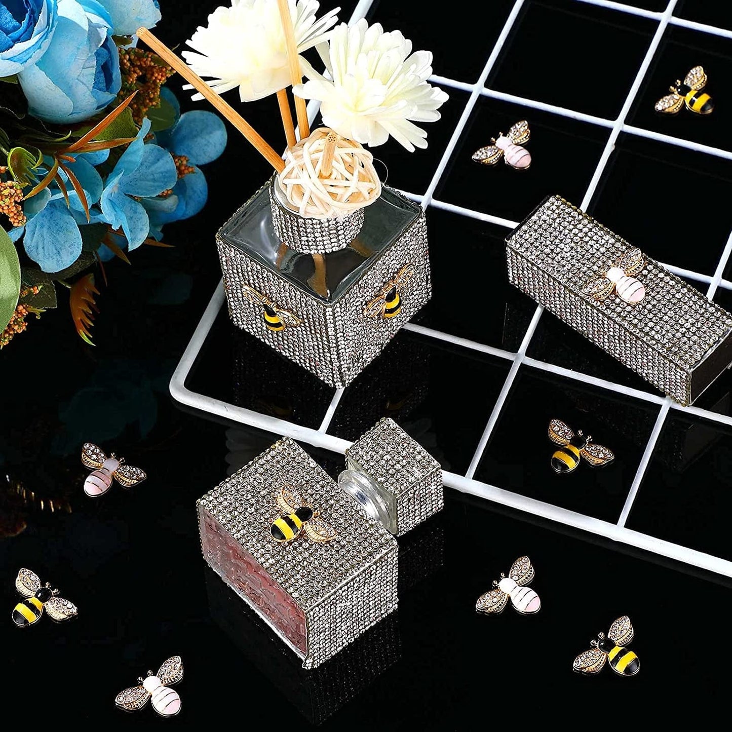 32 Pieces Bee Charm Pendants with Rhinestone Enamel Bee Pendant Crafts Honeybee Pendant Charms Honeybee Pendants Embellishments with Rhinestone Bee Pendant Bulk for Jewelry Making