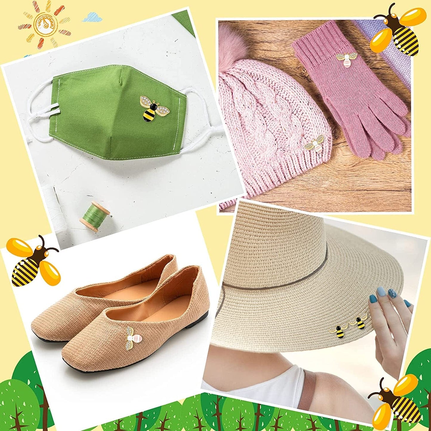 32 Pieces Bee Charm Pendants with Rhinestone Enamel Bee Pendant Crafts Honeybee Pendant Charms Honeybee Pendants Embellishments with Rhinestone Bee Pendant Bulk for Jewelry Making