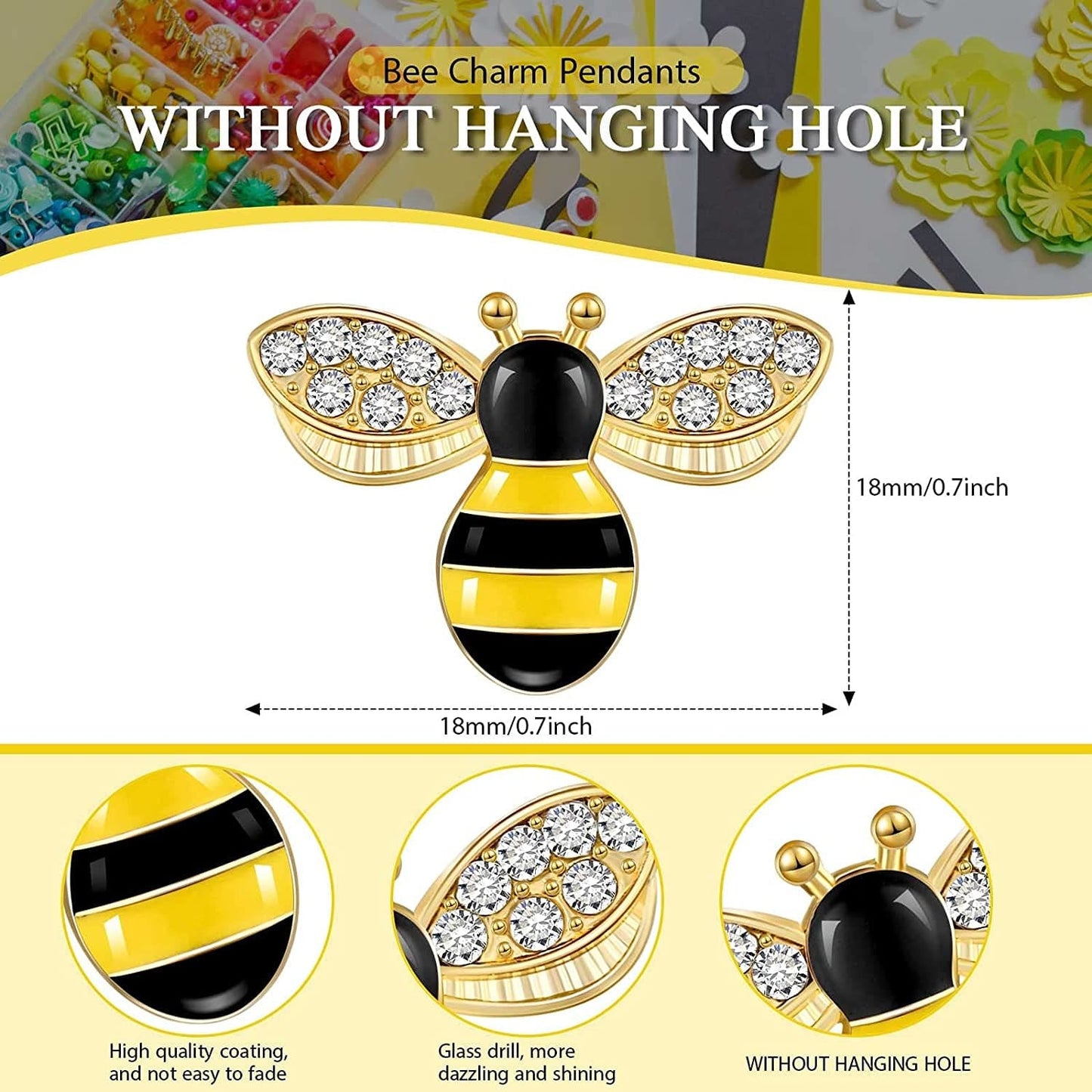 32 Pieces Bee Charm Pendants with Rhinestone Enamel Bee Pendant Crafts Honeybee Pendant Charms Honeybee Pendants Embellishments with Rhinestone Bee Pendant Bulk for Jewelry Making