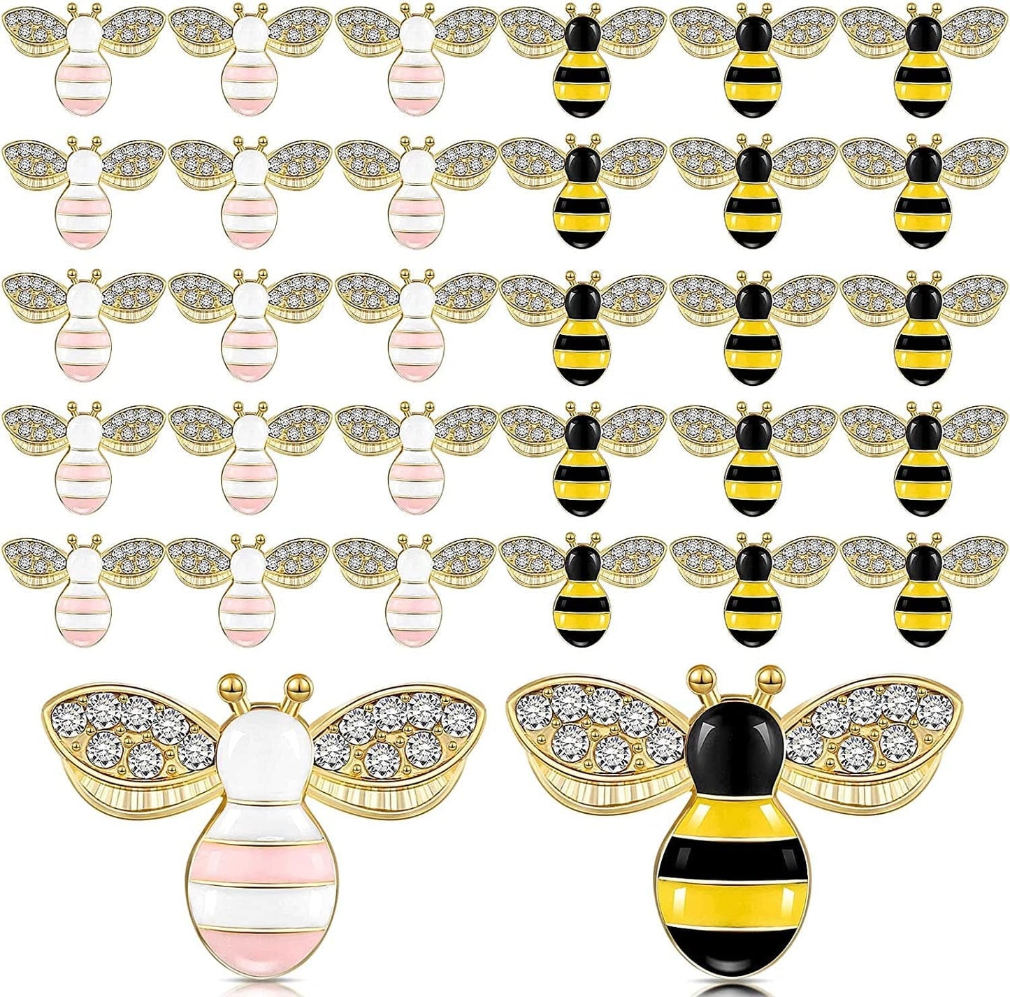 32 Pieces Bee Charm Pendants with Rhinestone Enamel Bee Pendant Crafts Honeybee Pendant Charms Honeybee Pendants Embellishments with Rhinestone Bee Pendant Bulk for Jewelry Making