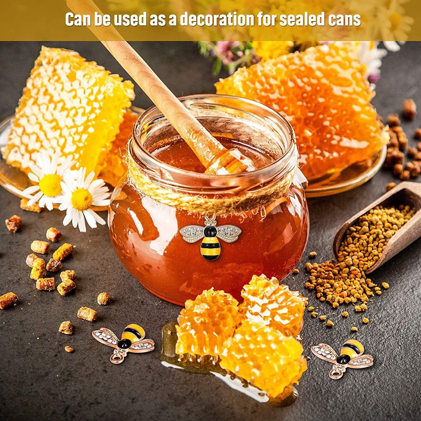 32 Pieces Bee Charm Pendants with Rhinestone, Honeybee Charms Pendants for Jewelry Making, DIY Craft, Earring, Necklace and Bracelet