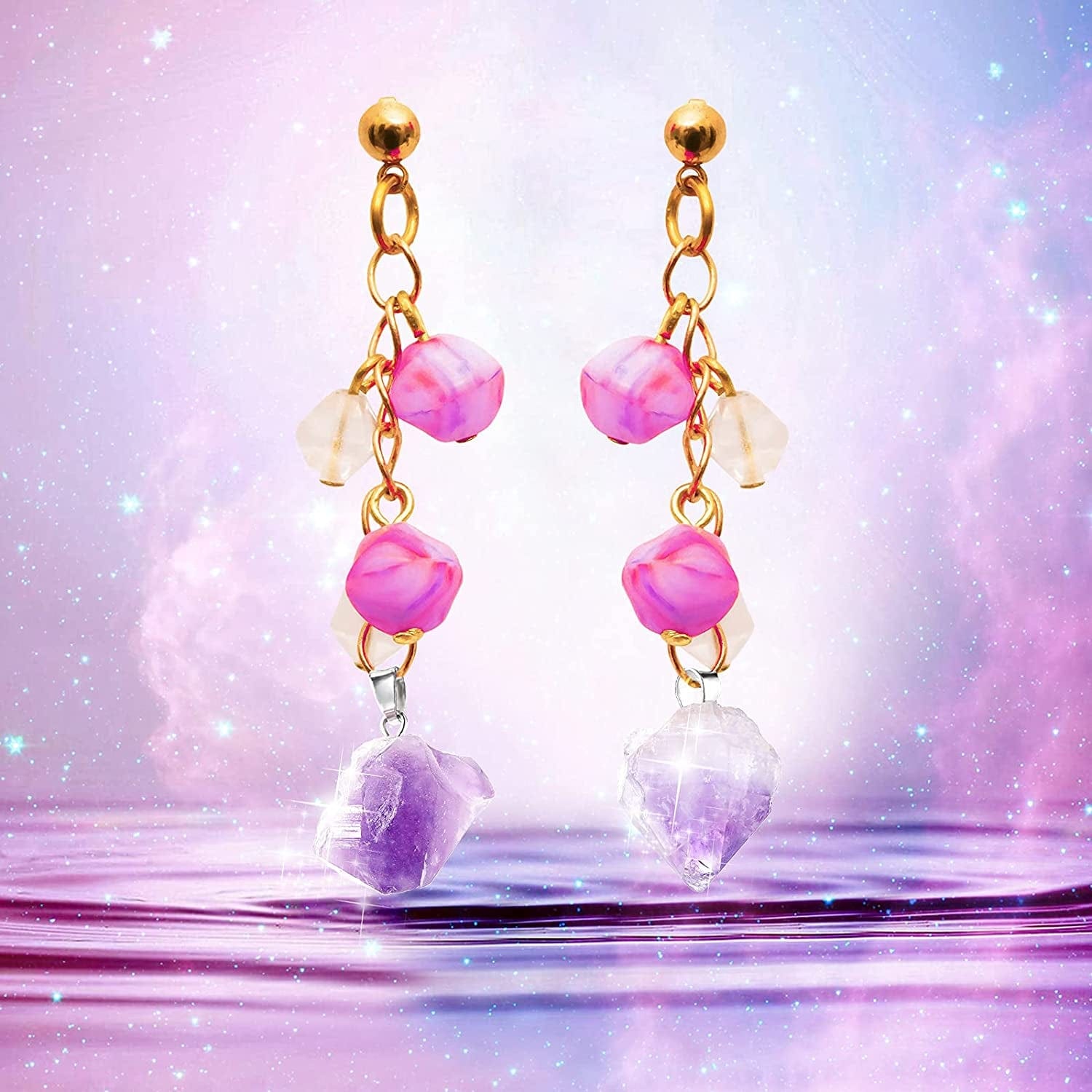 32 Pieces Bullet Necklace Amethyst Pendants Amethyst Necklace Natural Gemstone Gemstone Pendants Set Including 20 Irregular Rock Pendant and 12 Bullet Shape Charms for DIY Jewelry Making Supplies