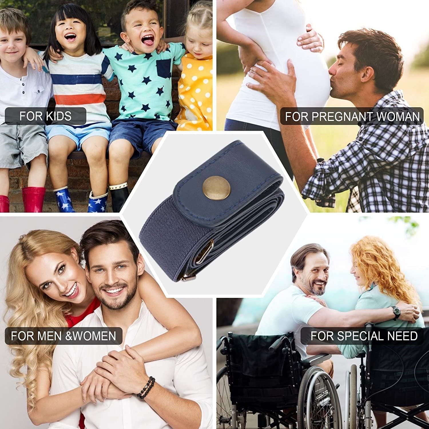 SANSTHS Buckle-Free Elastic Women Belt for Jeans without Buckle, Comfortable Invisible Belt No Bulge No Hassle Apparel & Accessories > Clothing Accessories > Belts SANSTHS