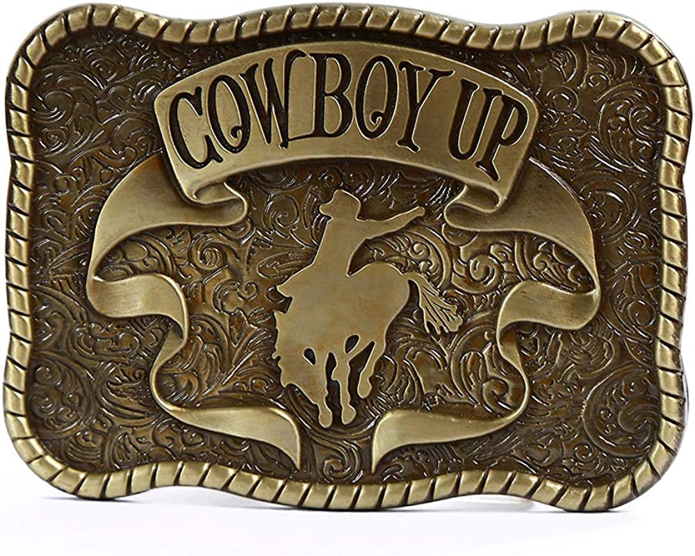 KDG Western Cowboy Gold Belt Buckle for Man Eagle Running Horse Bull Heads Texas Buckle Apparel & Accessories > Clothing Accessories > Belt Buckles KDG 4-bronze