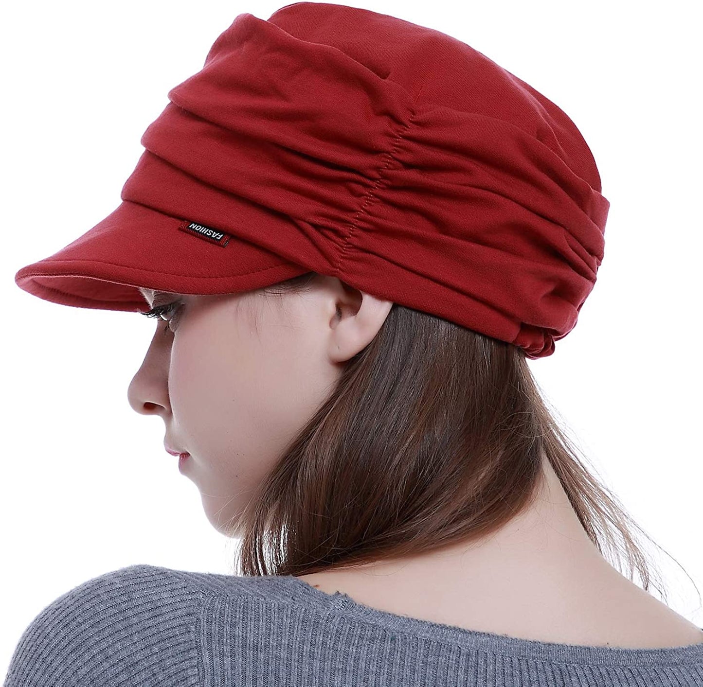 Auemdrey Fashion Hat Cap with Brim Visor for Woman Ladies, Best for Daily Use Apparel & Accessories > Clothing Accessories > Hats Auemdrey Red