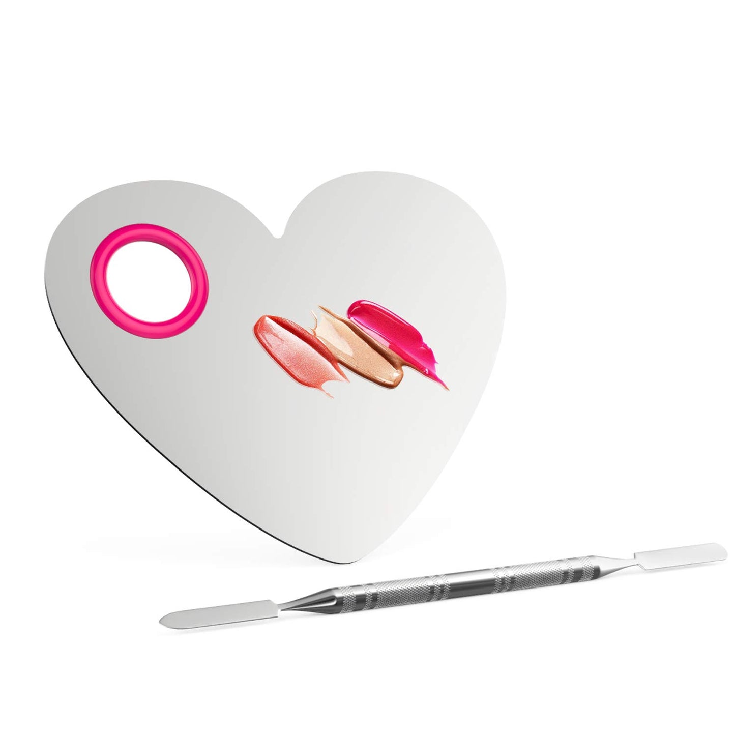 Luxspire Professional Makeup Palette Stainless Steel Heart Cosmetics Foundation Nail-Art Mixing Blending Make up Tools with Spatula for Eye Shadow, Eyelash, Lipsticks, Nail Art Health & Beauty > Personal Care > Cosmetics > Cosmetic Tools > Makeup Tools Luxspire Heart-shaped