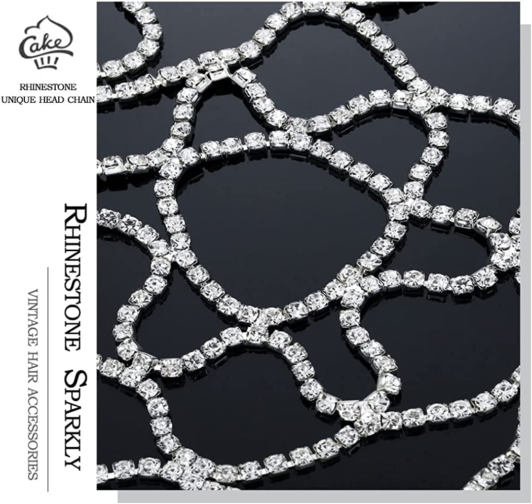 Fdesigner Crytsal Head Chain Silver Cap Headpieces Party Rhinestone Flapper Hairpieces Jewelry Gatsby Belly Dance Cleopatra Hair Accessories for Women Apparel & Accessories > Jewelry > Body Jewelry Fdesigner