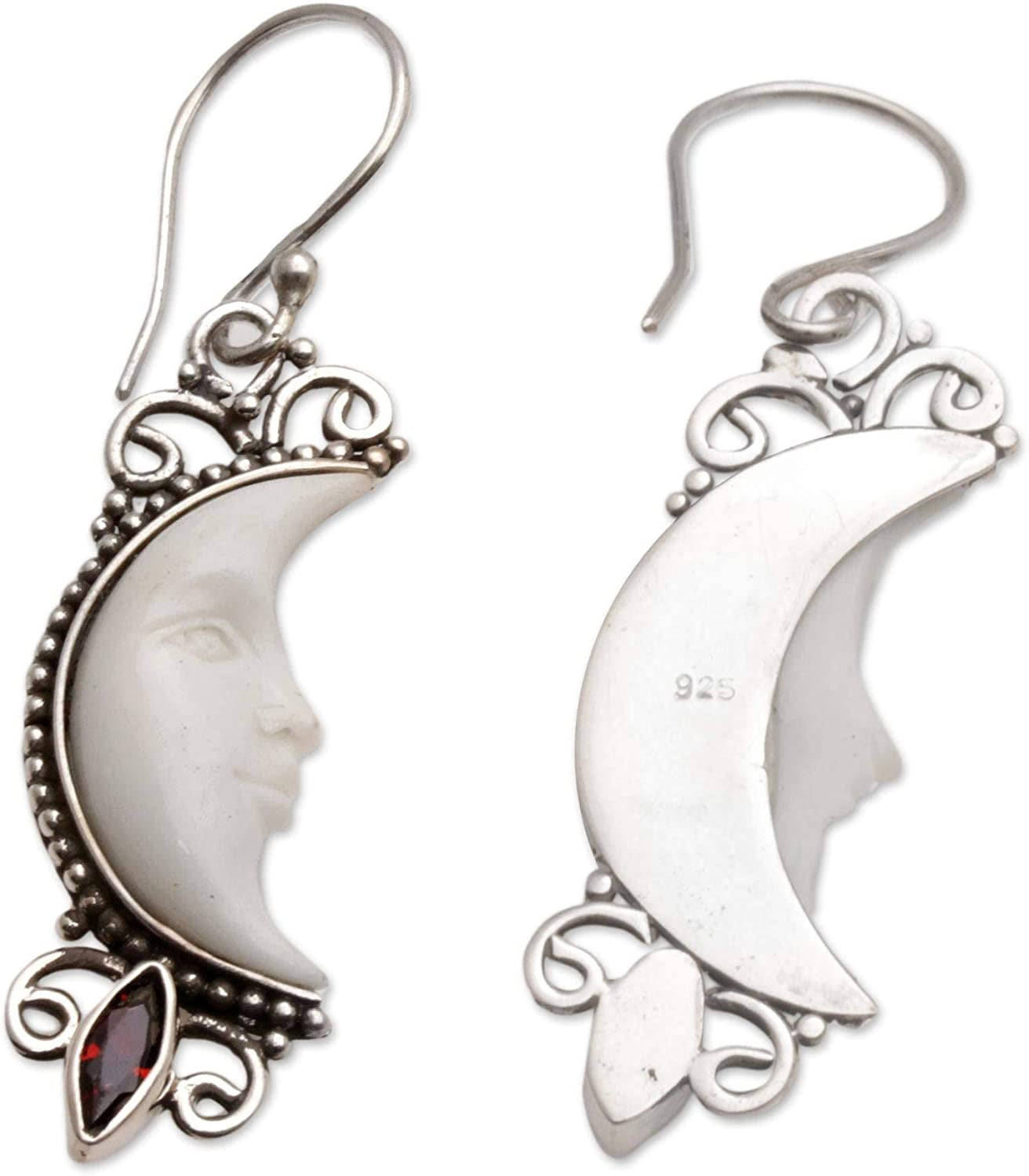 NOVICA Garnet .925 Sterling Silver Dangle Earrings, Natural Moonlight' Apparel & Accessories > Jewelry > Earrings NOVICA