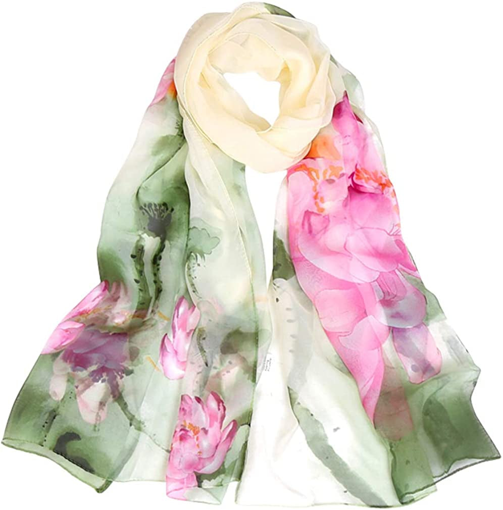 E-Clover Women Soft Floral Print Shawl Chiffon Sheer Scarf Apparel & Accessories > Clothing Accessories > Scarves & Shawls E-Clover C-green Flower