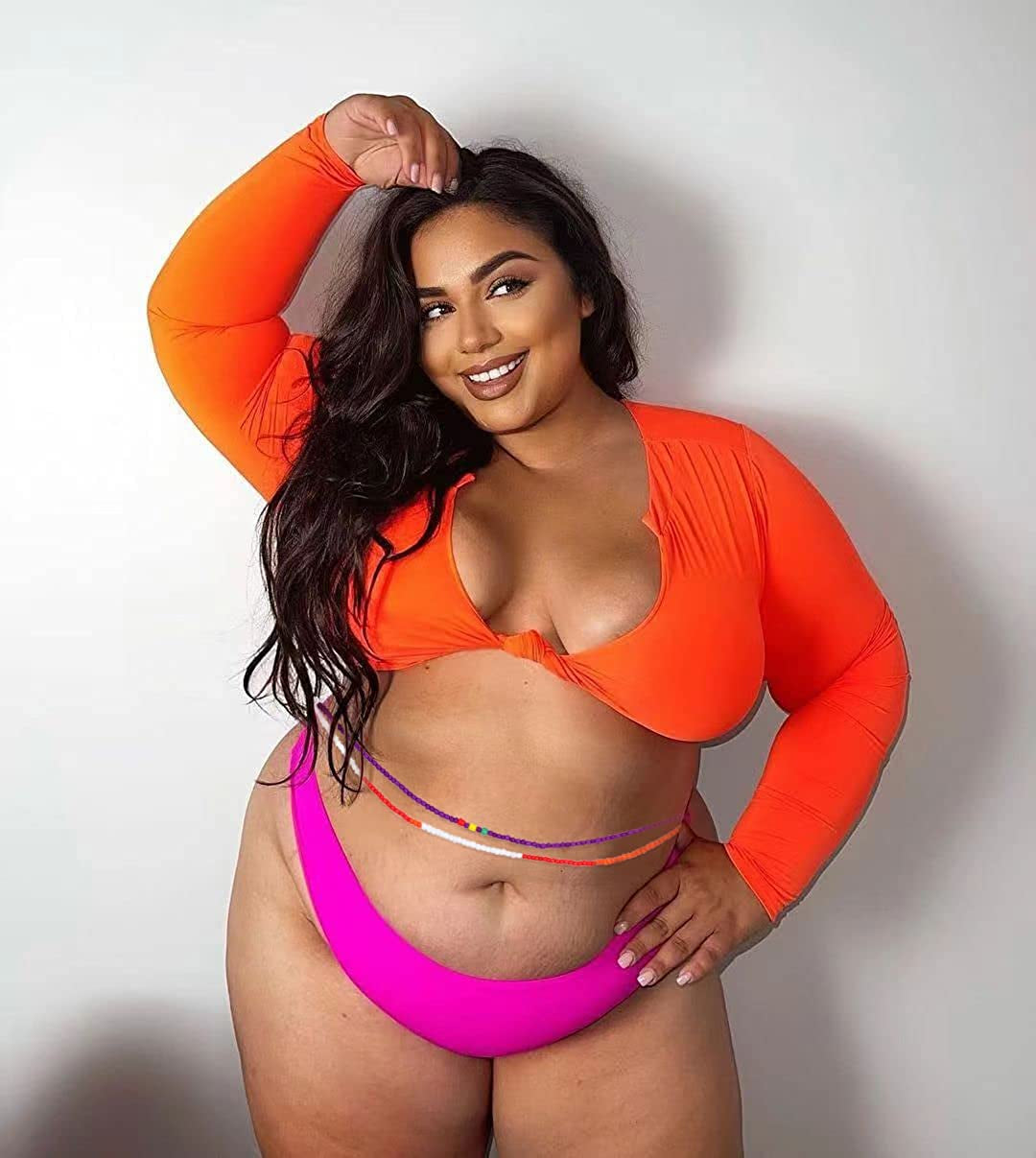 TOSGMY 15Pcs 31.5-50Inch Waist Beads for Women Girls Stretchy Belly Chain Body Jewelry Set Colorful Waist Chain Summer Bikini Body Chain plus Size Apparel & Accessories > Jewelry > Body Jewelry TOSGMY