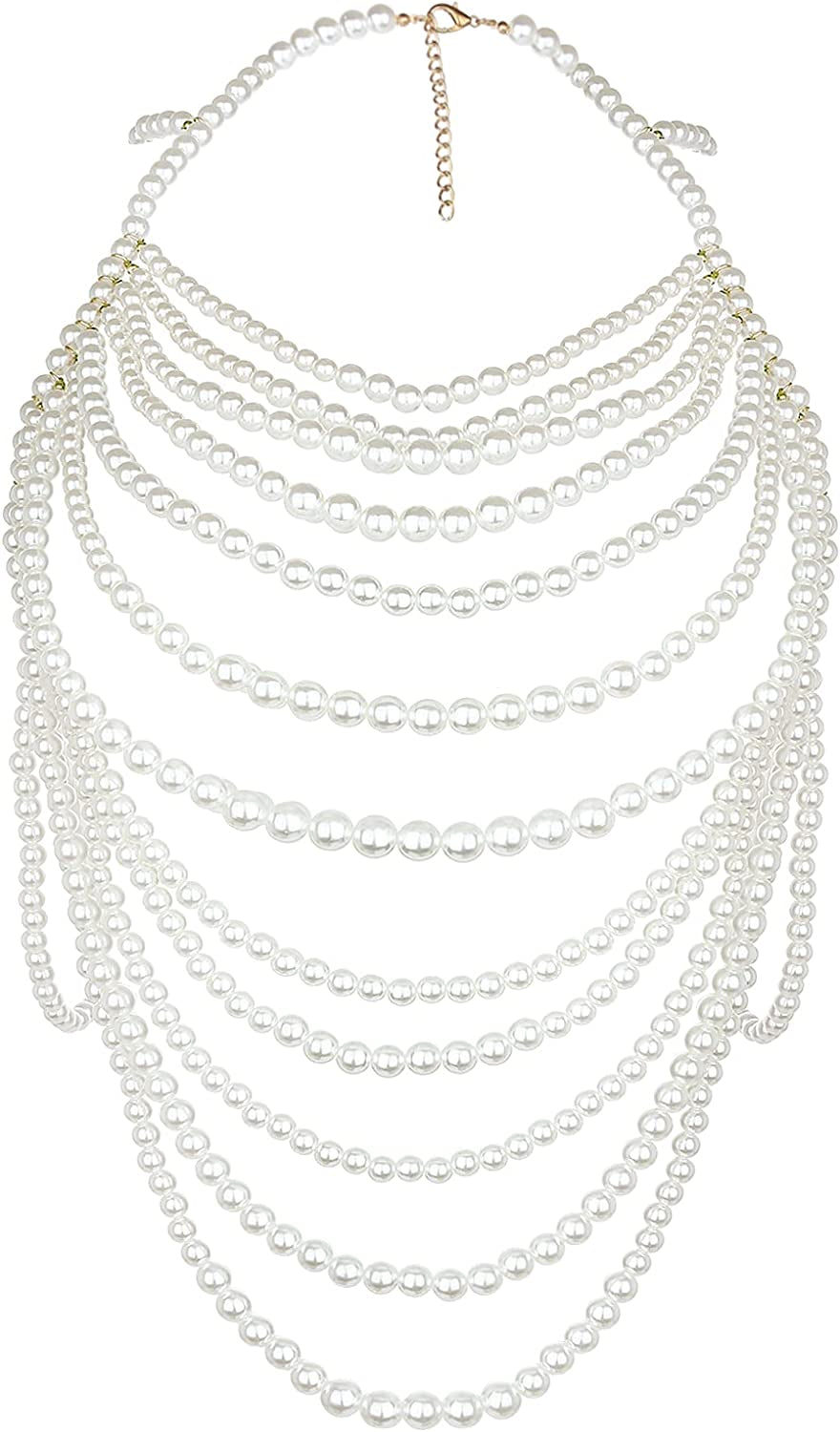 LORYP Pearl Body Chain Necklace for Women - Adjustable Size Pearl Shoulder Chains Fashion Colorfast Pearl Body Chain Jewelry Apparel & Accessories > Jewelry > Body Jewelry LORYP White-1