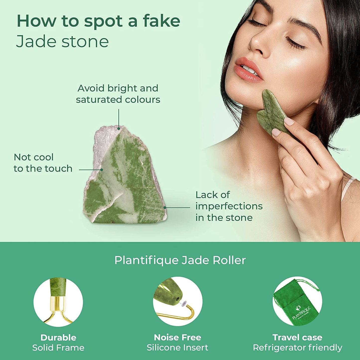 Premium Certified Jade Roller Gift and Gua Sha Set - Includes anti Aging Face Roller and Gua Sha Facial Tool - Face Massager for Your Skincare Routine by Plantifique Health & Beauty > Personal Care > Cosmetics > Cosmetic Tools > Skin Care Tools PLANTIFIQUE