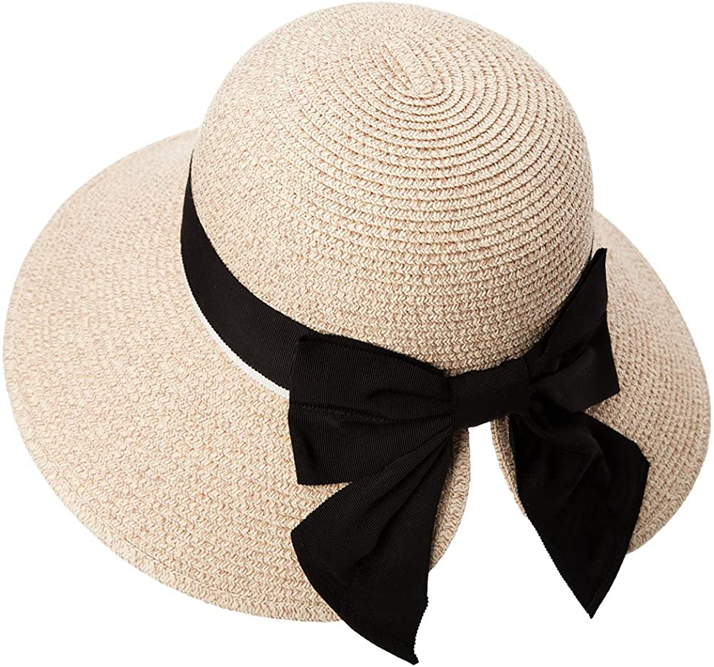 Comhats Womens Floppy Summer Sun Beach Straw Hat UPF50 Foldable Wide Brim 55-60Cm Apparel & Accessories > Clothing Accessories > Hats Comhats 89015_beige Medium