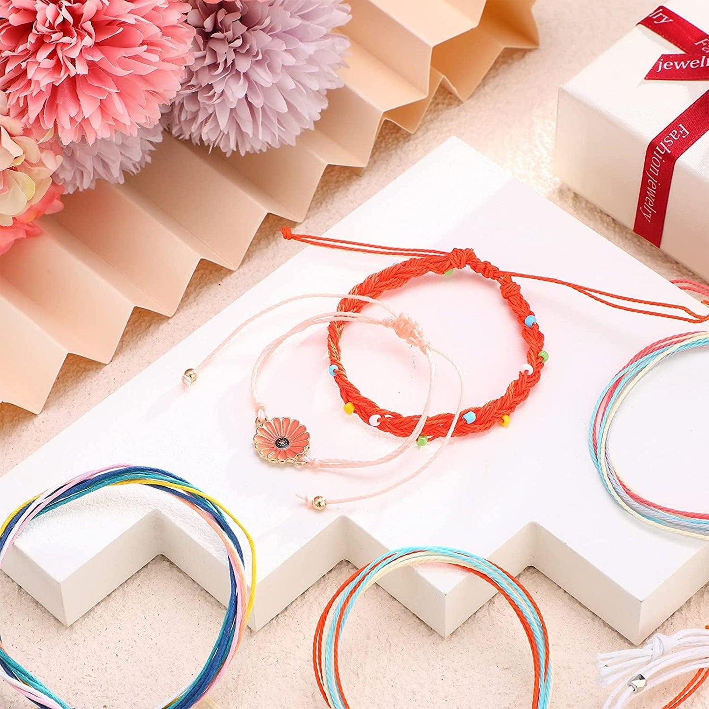 33 Pieces Summer Rope Bracelets Set for Women Sunflower Bracelets Surfer Strand Wave Bracelet Adjustable Friendship Bracelet Handmade Braided Beach Ankle Bracelets Ocean Jewelry for Women Girls Apparel & Accessories > Jewelry > Bracelets Hicarer