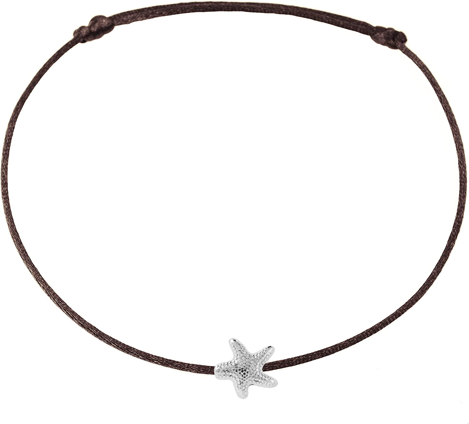 Selfmade Jewelry Anklet with Starfish Silver - Black Foot Chain Beach Jewelry Handmade Ankle Bracelet Adjustable Size Apparel & Accessories > Jewelry > Anklets Selfmade Jewelry Silver - Brown