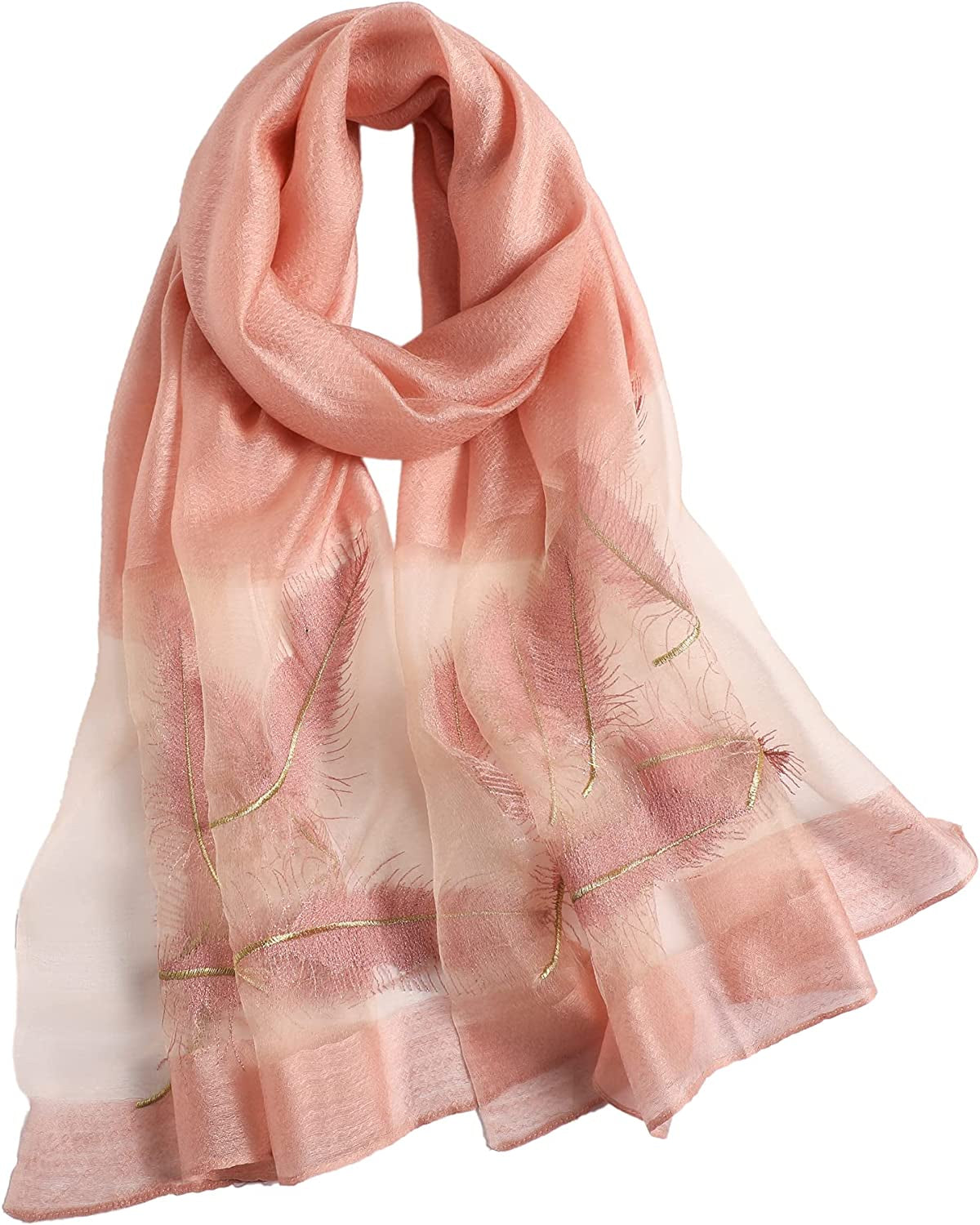 WINCESS.YU Silk Scarf for Women Lightweight Shawls and Wraps for Weddings Fashion Pashmina Shawl Embroidered Scarves Apparel & Accessories > Clothing Accessories > Scarves & Shawls WINCESS.YU Pink