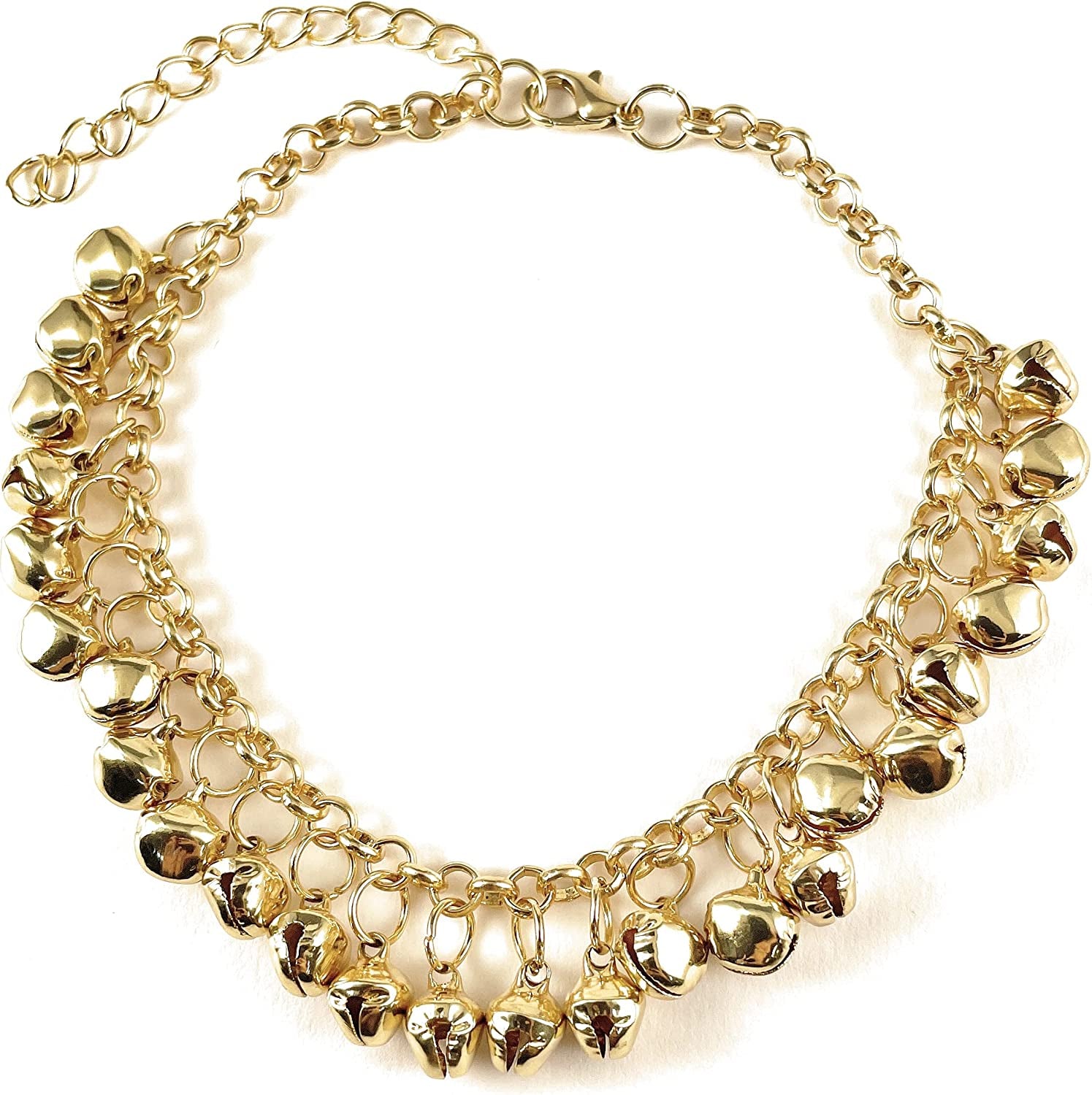 Gold Jingle Bells Adjustable Anklet Ankle Bracelet Belly Dancer 8-10 Inches Long Gold Bell Anklet Very Jingly Apparel & Accessories > Jewelry > Anklets Generic