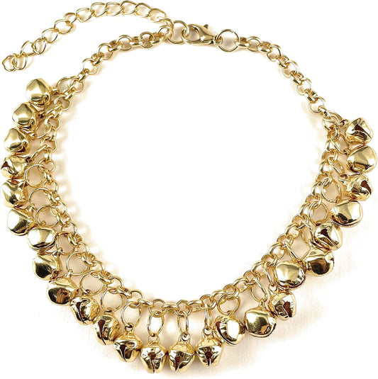 Gold Jingle Bells Adjustable Anklet Ankle Bracelet Belly Dancer 8-10 Inches Long Gold Bell Anklet Very Jingly Apparel & Accessories > Jewelry > Anklets Generic