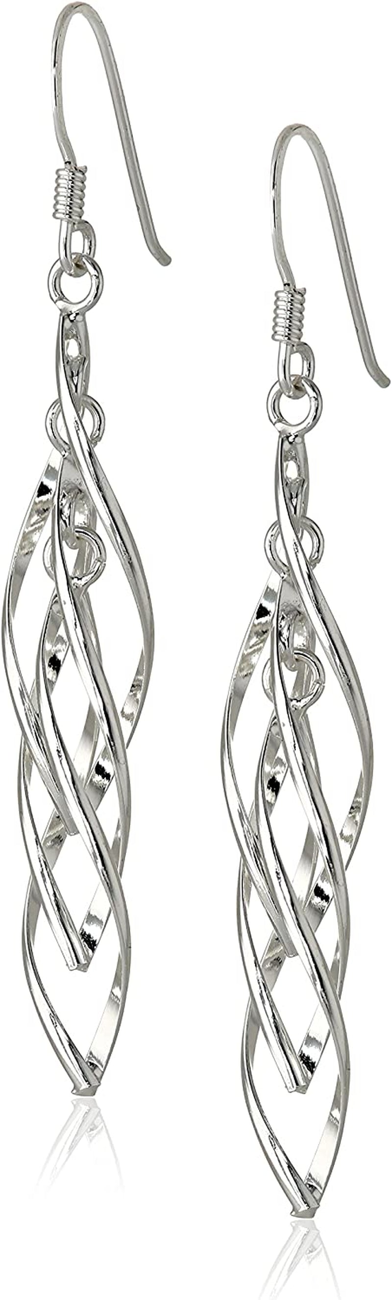 Collection Sterling Silver Linear Swirl French Wire Earrings Apparel & Accessories > Jewelry > Earrings Amazon Collection Sterling Silver