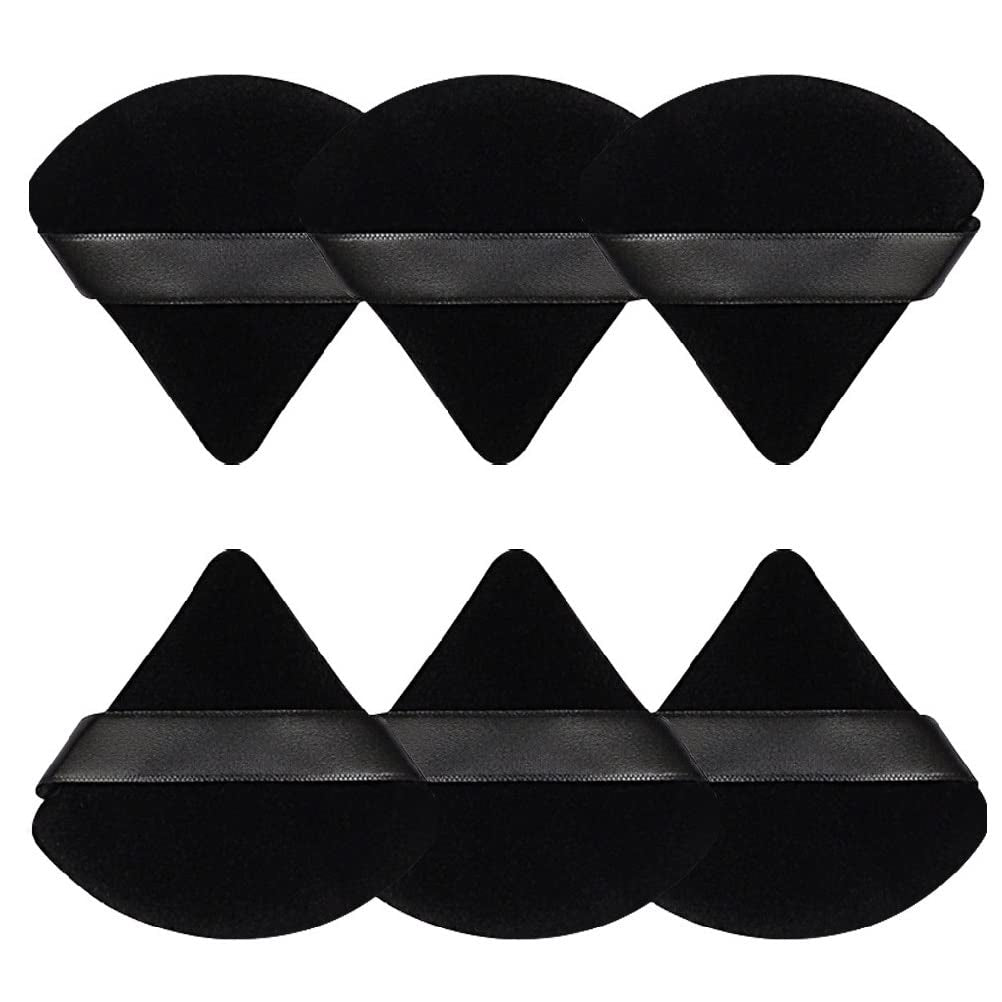 Pimoys 6 Pieces Powder Puff Face Soft Triangle Makeup Puff for Loose Powder Body Powder, Wedge Shape Velour Cosmetic Sponge for Contouring, under Eyes and Corners, Beauty Makeup Tools Health & Beauty > Personal Care > Cosmetics > Cosmetic Tools > Makeup Tools Pimoys Black