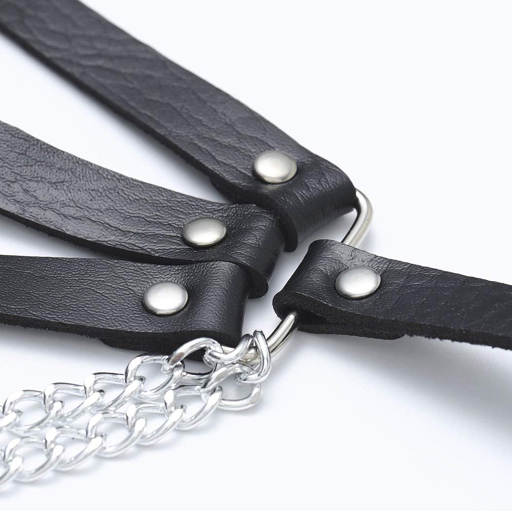 Asooll Punk Leather Body Chains Tassel Black Waist Belt Chain Beach Body Chain Bra Fashion Harness Charm Body Accessories Jewelry for Women and Girls Apparel & Accessories > Jewelry > Body Jewelry Asooll
