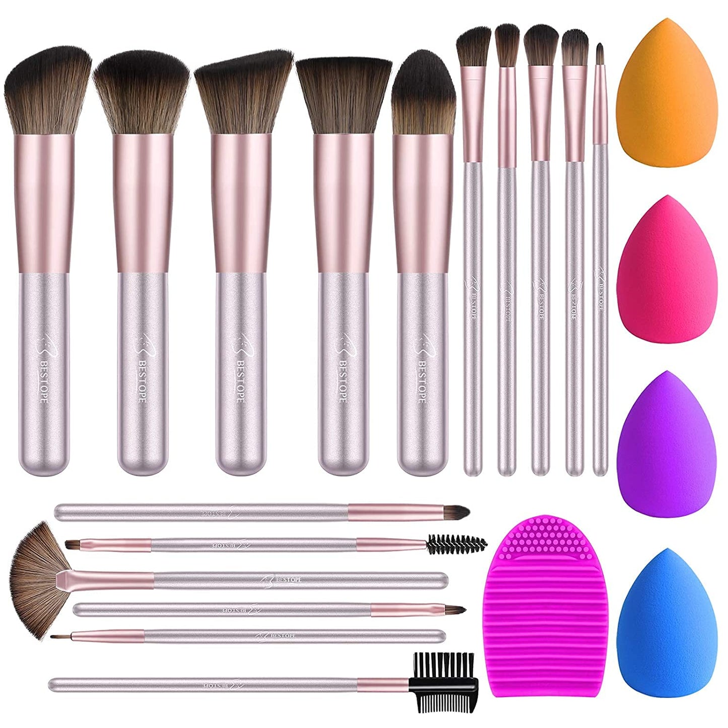 BESTOPE Makeup Brushes 16Pcs Makeup Brushes Set with 4Pcs Beauty Blender Sponge and 1 Brush Cleaner Premium Synthetic Foundation Brushes Blending Face Powder Eye Shadows Make up Brushes Tool… Health & Beauty > Personal Care > Cosmetics > Cosmetic Tools > Makeup Tools BESTOPE PRO Purple