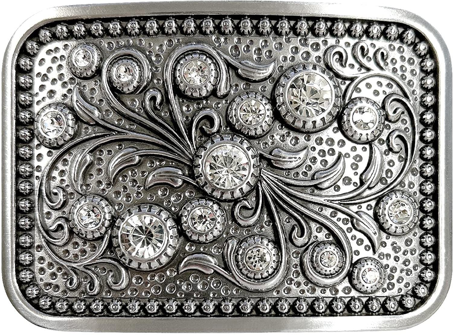 Western Antique Floral Engraved Rope Edge Design Belt Buckle Fits 1-1/2"(38Mm) Wide Belt Apparel & Accessories > Clothing Accessories > Belt Buckles Belts.com Rhinestone