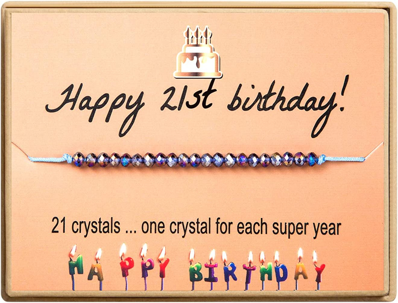 Happy Birthday Bracelet Gift for Teen Girls,Crystal Beads Bracelet Gifts for 10 Year Old Girl Birthday Jewelry Apparel & Accessories > Jewelry > Bracelets KGBNCIE 21 th Birthday Gift