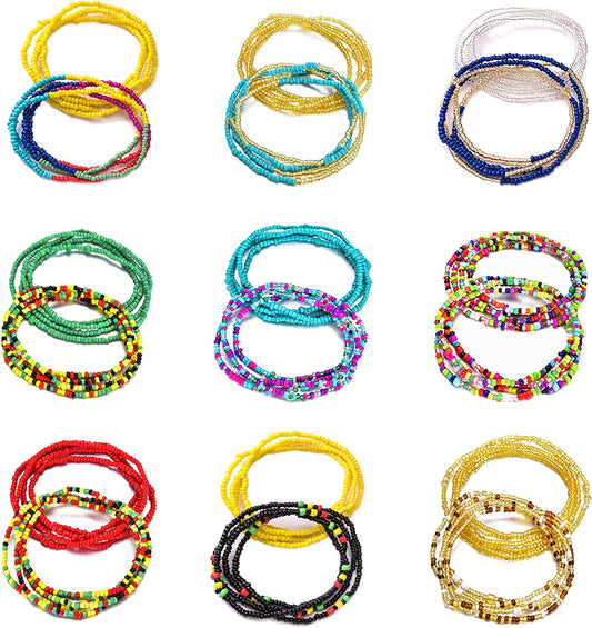 WFYOU 18-24 Pcs Waist Beads for Women Colorful African Waist Beads Body Belly Waist Chain Summer Bikini Jewelry for Woman Girl Apparel & Accessories > Jewelry > Body Jewelry WFYOU A- 18pcs Colorful Waist Chain