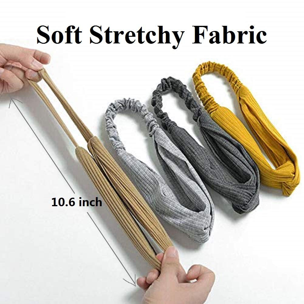 Huachi Headbands for Women Twist Knotted Boho Stretchy Hair Bands for Girls Criss Cross Turban Plain Headwrap Yoga Workout Vintage Hair Accessories, Solid Color, 8Pcs Apparel & Accessories > Clothing Accessories > Bandanas & Headties Huachi
