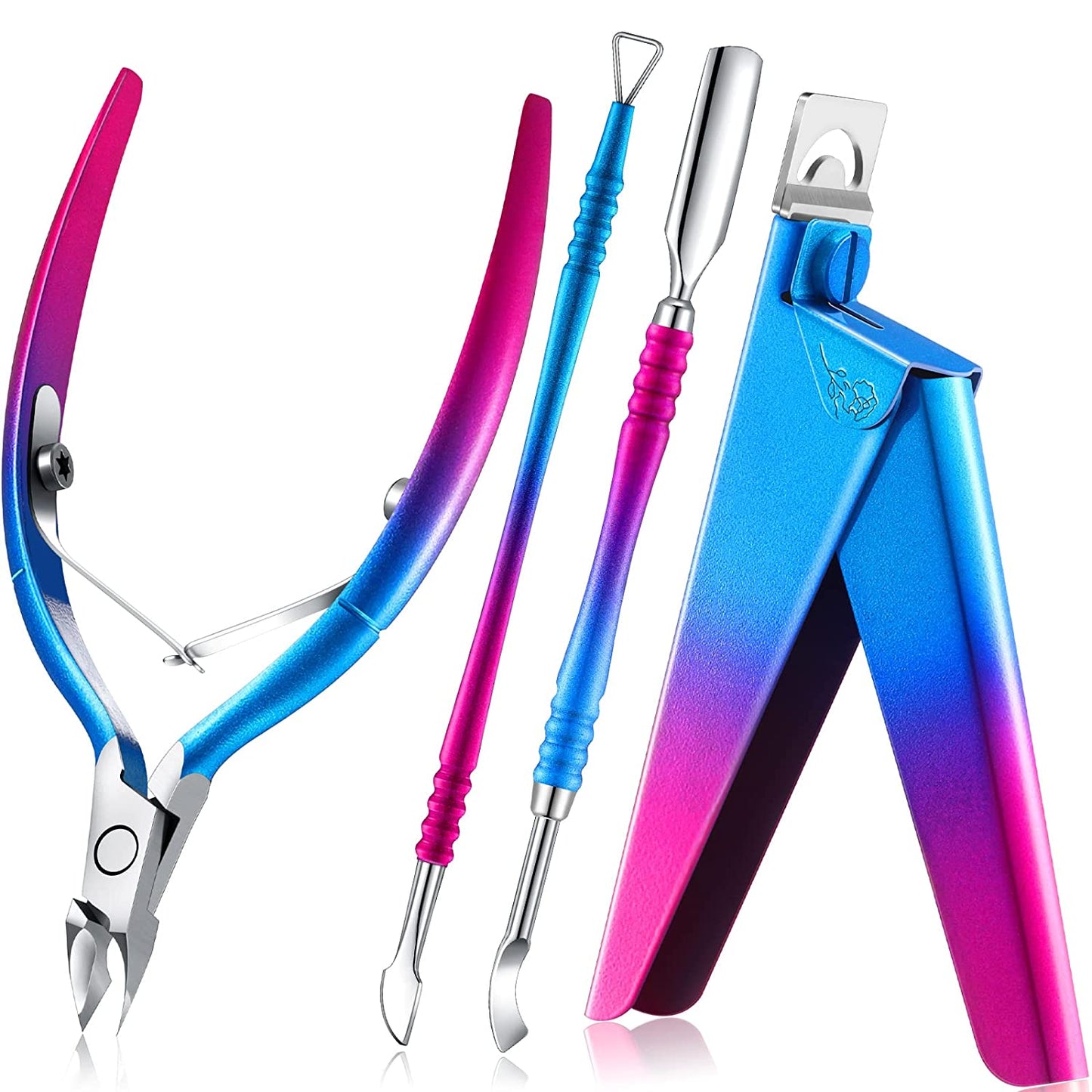 Nail Clippers for Acrylic Nails, Acrylic Nail Clipper, Nail Cutter, False Nail Tips Clipper Set, Stainless Steel Rainbow Color Nail Manicure Set for Salon Home Nail Art (Rainbow Color) Health & Beauty > Personal Care > Cosmetics > Cosmetic Tools > Nail Tools Mudder Deep Gradient Pink Blue