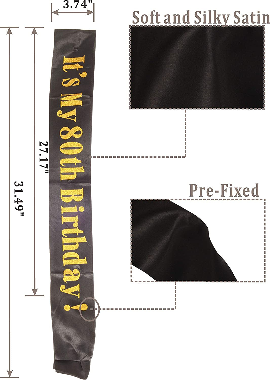 MEANT2TOBE 80Th Birthday Sash and Tiara for Women - Fabulous Glitter Sash + Stars Rhinestone Gold Premium Metal Tiara for Her, 80Th Birthday Gifts for 80 Celebration Apparel & Accessories > Clothing Accessories > Sashes MEANT2TOBE