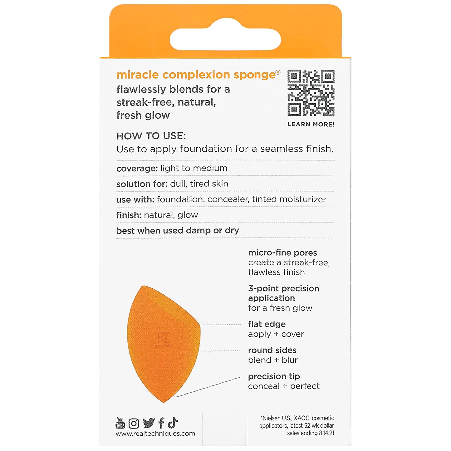 Real Techniques Miracle Complexion Sponge, Beauty Sponge for Makeup Blending & Foundation Application, Streak Free Full Coverage Finish, 1 Count Health & Beauty > Personal Care > Cosmetics > Cosmetic Tools > Makeup Tools Real Techniques