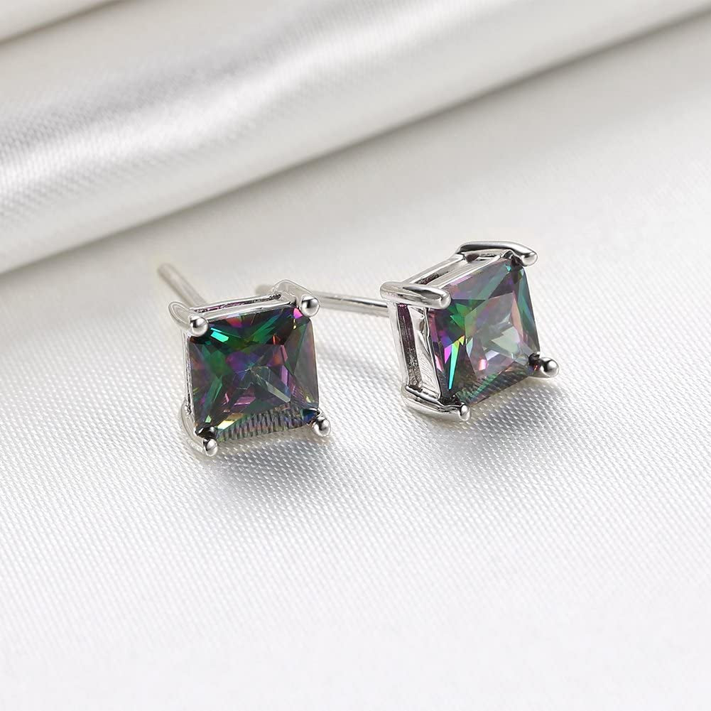 Buycitky 18K White Gold Plated Multicolor Black Cubic Zirconia Stud Earrings for Women Teen Girls Jewelry Apparel & Accessories > Jewelry > Earrings Buycitky