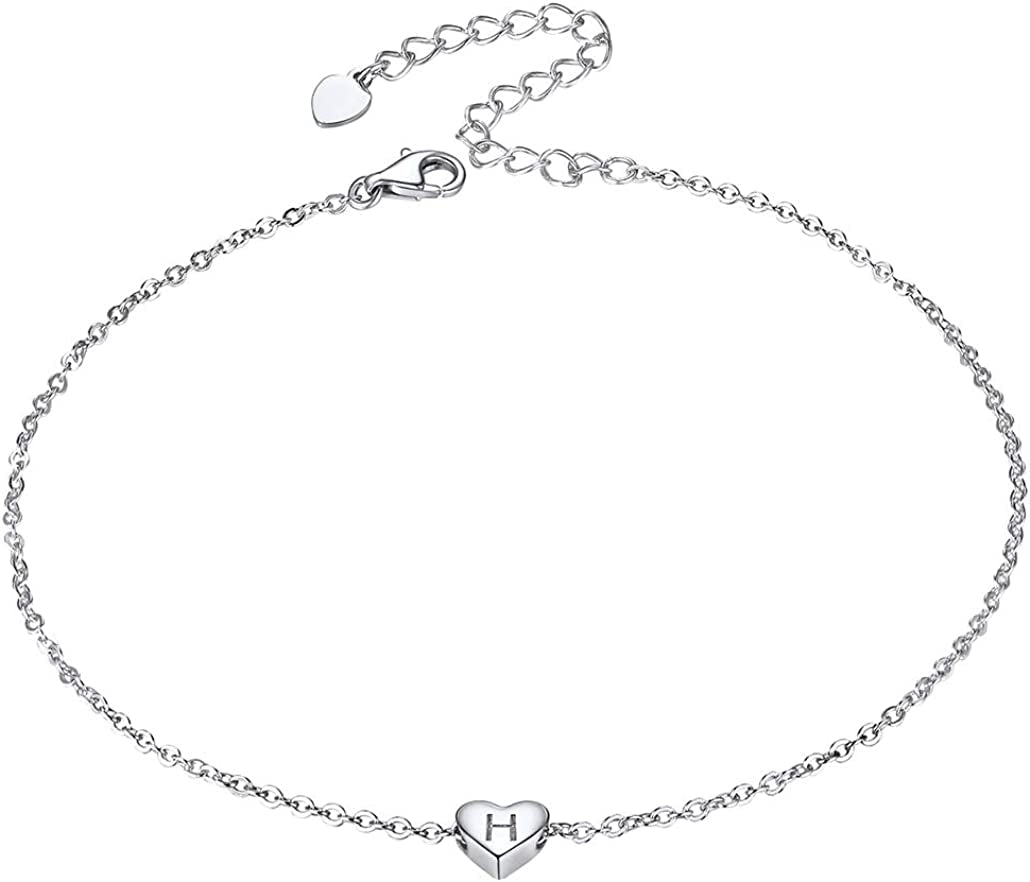 Silvora Sterling Silver Initial Anklets for Women, Teen Girls Foot Ankle Bracelet Letter Alphabet Anklets-Adjustable Chain with Gift Packaging Apparel & Accessories > Jewelry > Anklets Silvora H