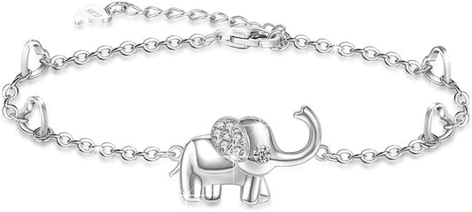 Onesight Elephant Bracelet/Anklets/Necklace/Earring for Women 925 Sterling Silver Elephants Bracelets Jewelry Apparel & Accessories > Jewelry > Anklets OneSight Anklet(Large Bracelet)