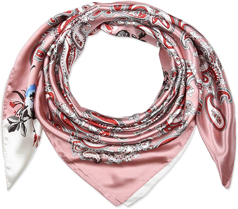35 X 35 Women Square Satin Silk like Head Scarf Hair Wrap Night Sleeping Decoration Apparel & Accessories > Clothing Accessories > Bandanas & Headties corciova