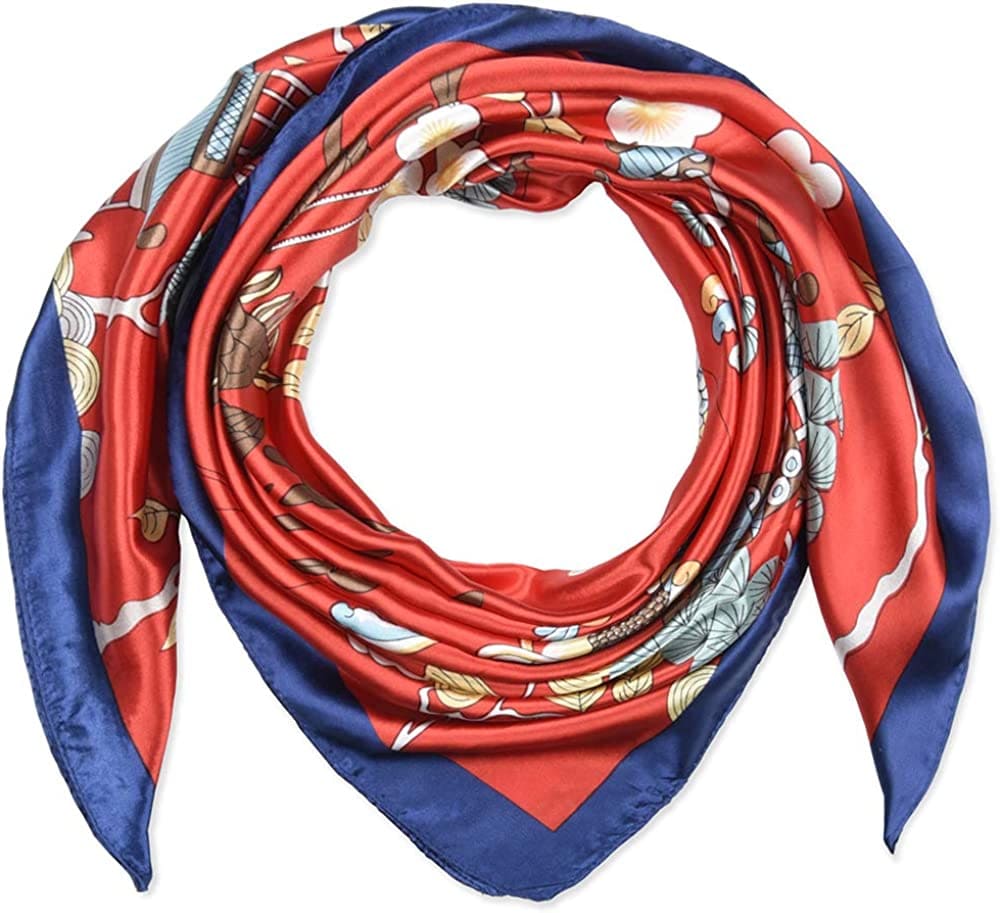 35 X 35 Women Square Satin Silk like Head Scarf Hair Wrap Night Sleeping Decoration Apparel & Accessories > Clothing Accessories > Bandanas & Headties corciova