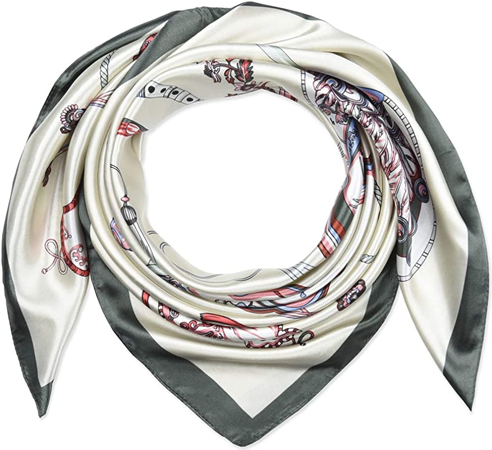 35 X 35 Women Square Satin Silk like Head Scarf Hair Wrap Night Sleeping Decoration Apparel & Accessories > Clothing Accessories > Bandanas & Headties corciova