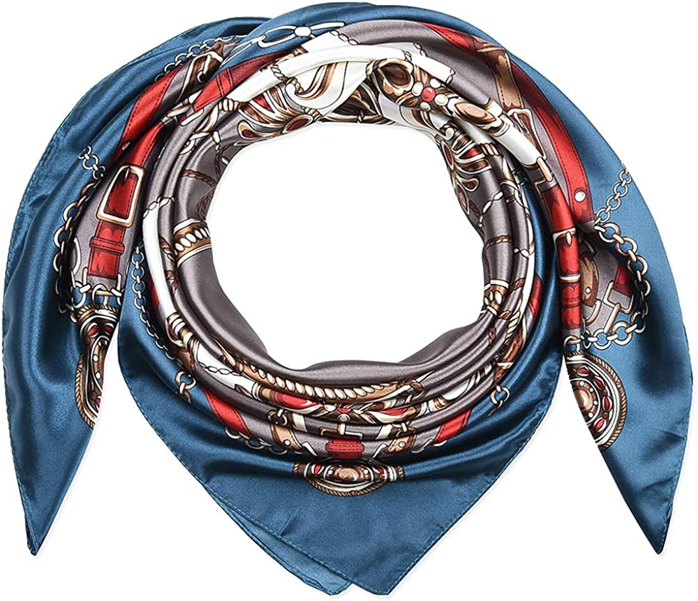 35 X 35 Women Square Satin Silk like Head Scarf Hair Wrap Night Sleeping Decoration Apparel & Accessories > Clothing Accessories > Bandanas & Headties corciova