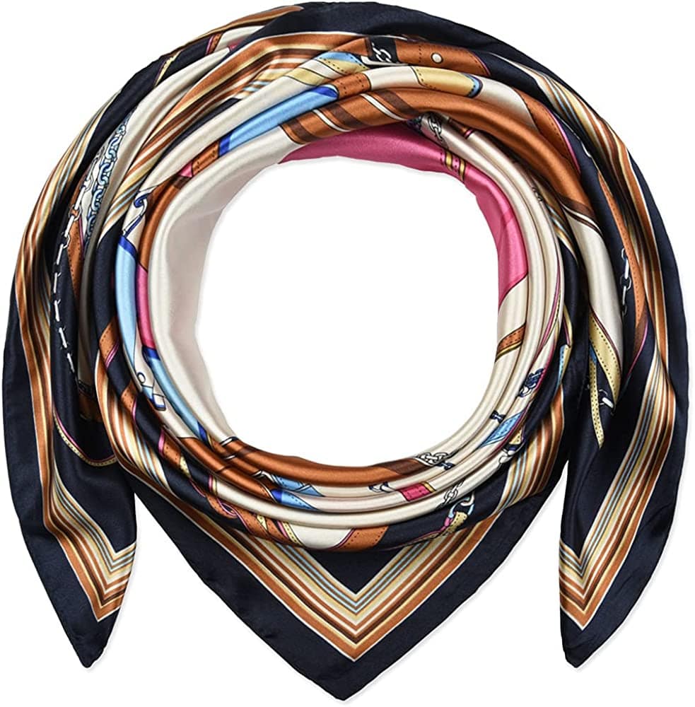 35 X 35 Women Square Satin Silk like Head Scarf Hair Wrap Night Sleeping Decoration Apparel & Accessories > Clothing Accessories > Bandanas & Headties corciova